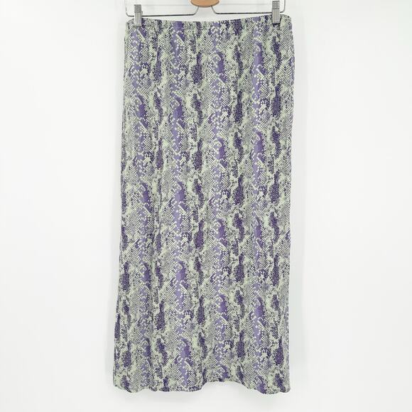 Free People FP Womens Katie Button Down Snakeskin Printed‎ Midi Skirt XS Purple - Picture 8 of 8